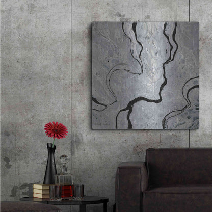 Luxe Metal Art 'Abstract in Gray IV' by Cindy Jacobs, Metal Wall Art,36x36