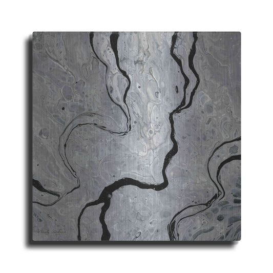 Luxe Metal Art 'Abstract in Gray IV' by Cindy Jacobs, Metal Wall Art