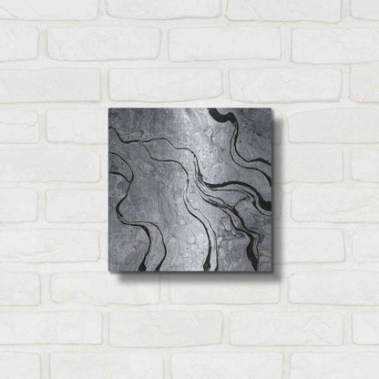 Luxe Metal Art 'Abstract in Gray V' by Cindy Jacobs, Metal Wall Art,12x12