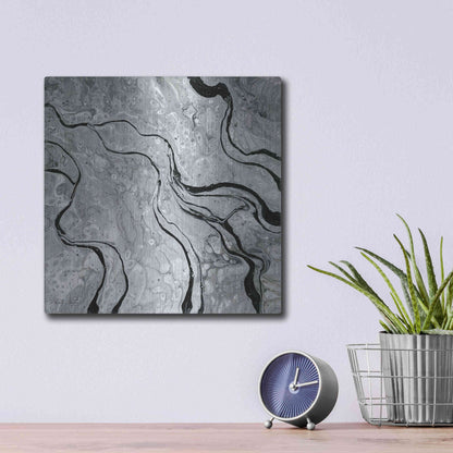 Luxe Metal Art 'Abstract in Gray V' by Cindy Jacobs, Metal Wall Art,12x12