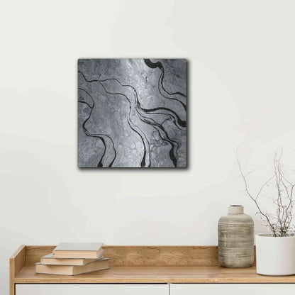 Luxe Metal Art 'Abstract in Gray V' by Cindy Jacobs, Metal Wall Art,12x12