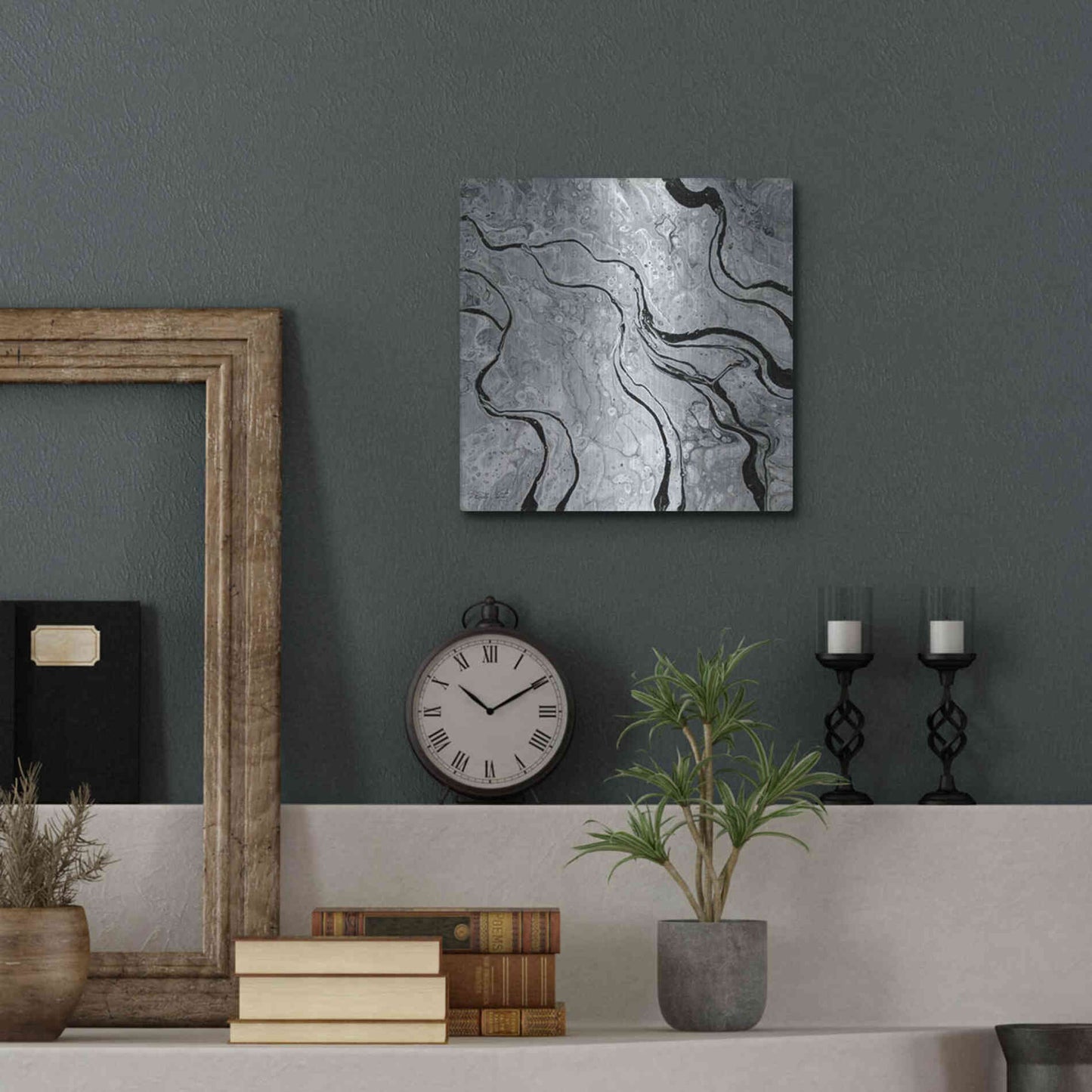 Luxe Metal Art 'Abstract in Gray V' by Cindy Jacobs, Metal Wall Art,12x12