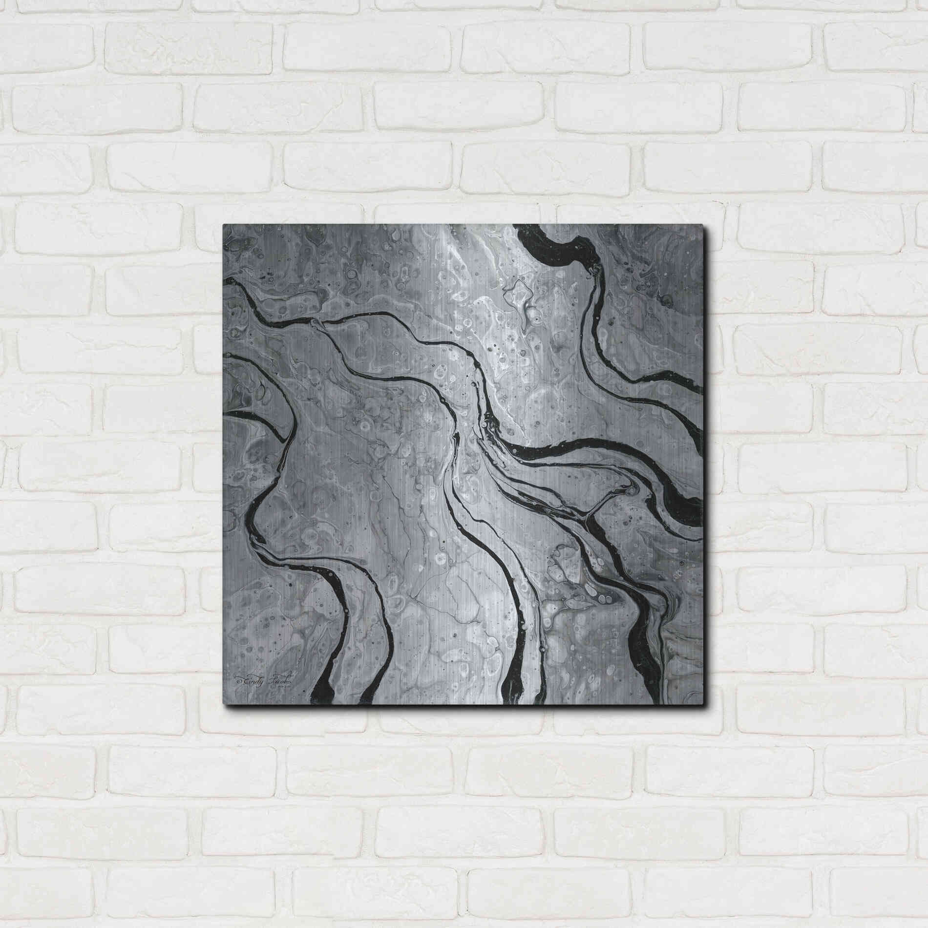 Luxe Metal Art 'Abstract in Gray V' by Cindy Jacobs, Metal Wall Art,24x24