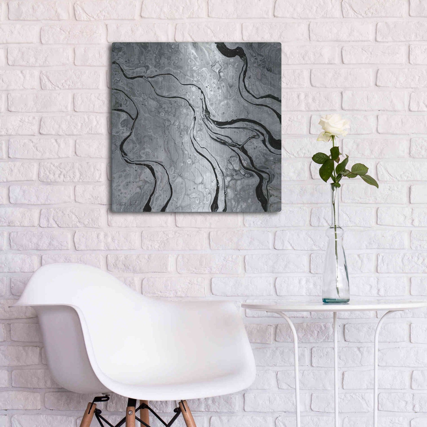 Luxe Metal Art 'Abstract in Gray V' by Cindy Jacobs, Metal Wall Art,24x24