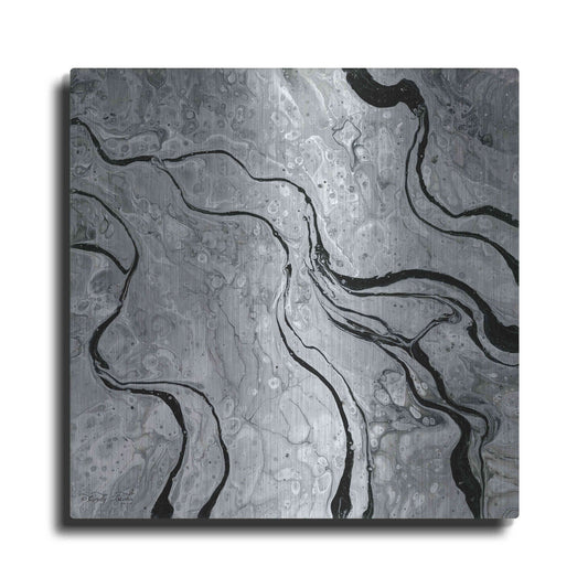 Luxe Metal Art 'Abstract in Gray V' by Cindy Jacobs, Metal Wall Art