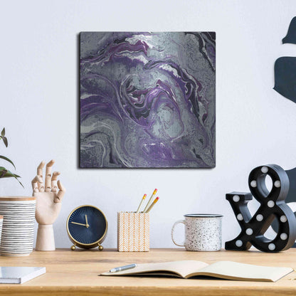 Luxe Metal Art 'Abstract in Purple I' by Cindy Jacobs, Metal Wall Art,12x12