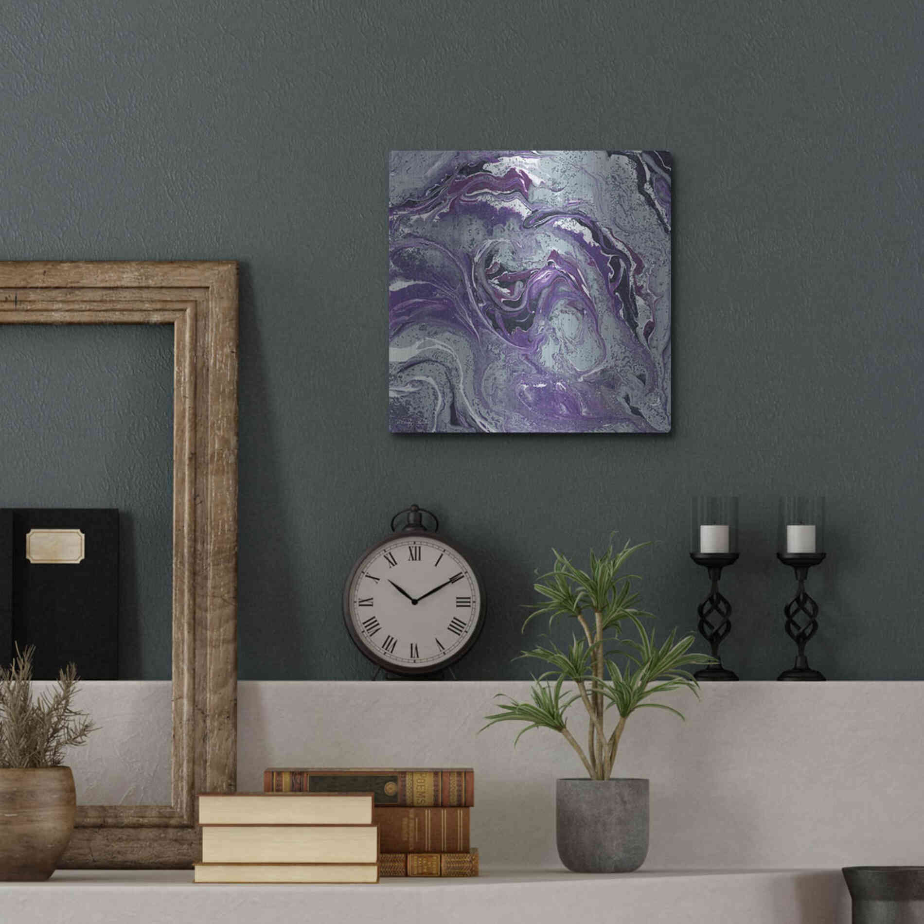 Luxe Metal Art 'Abstract in Purple I' by Cindy Jacobs, Metal Wall Art,12x12