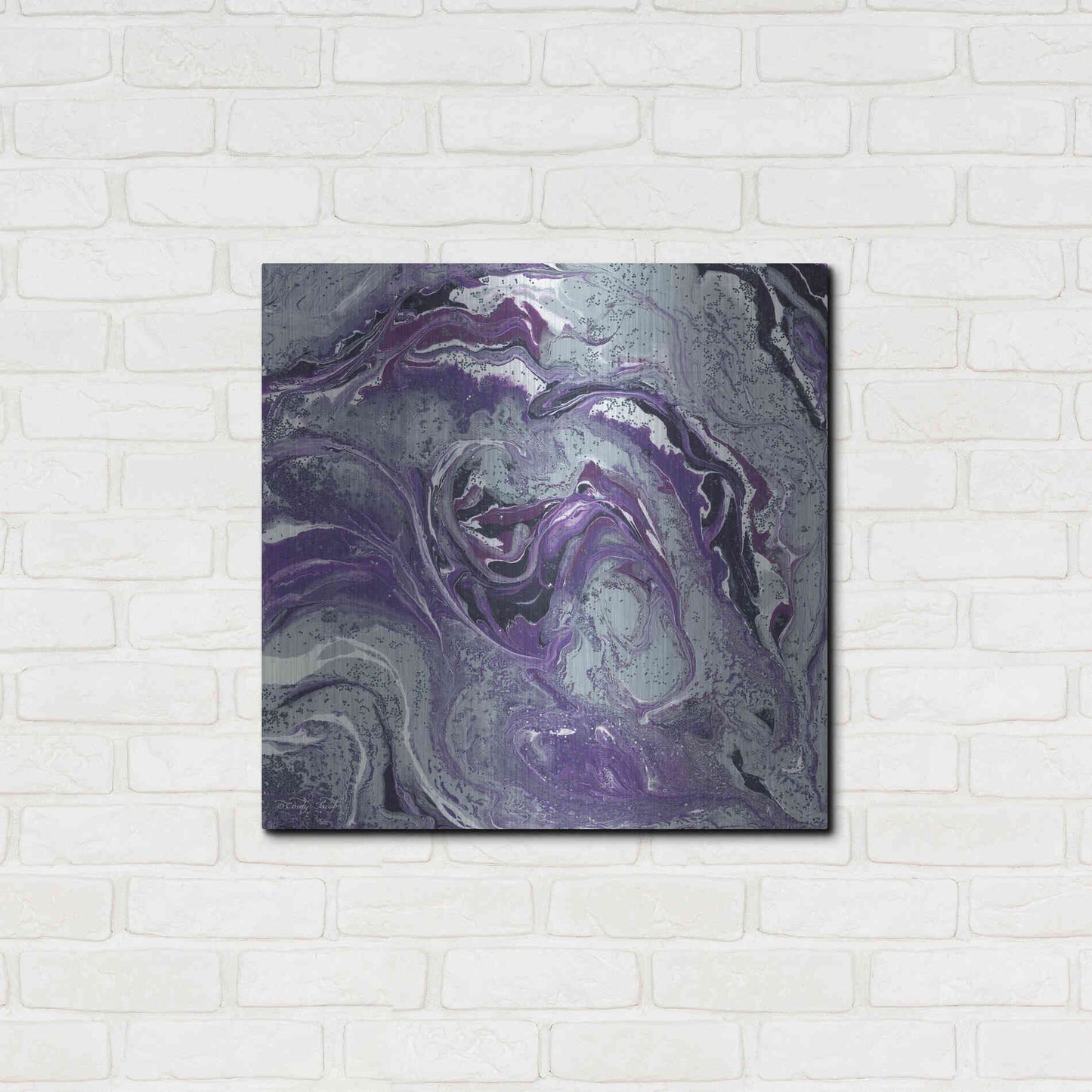 Luxe Metal Art 'Abstract in Purple I' by Cindy Jacobs, Metal Wall Art,24x24