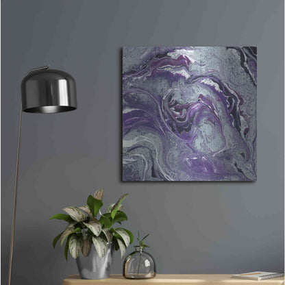 Luxe Metal Art 'Abstract in Purple I' by Cindy Jacobs, Metal Wall Art,24x24