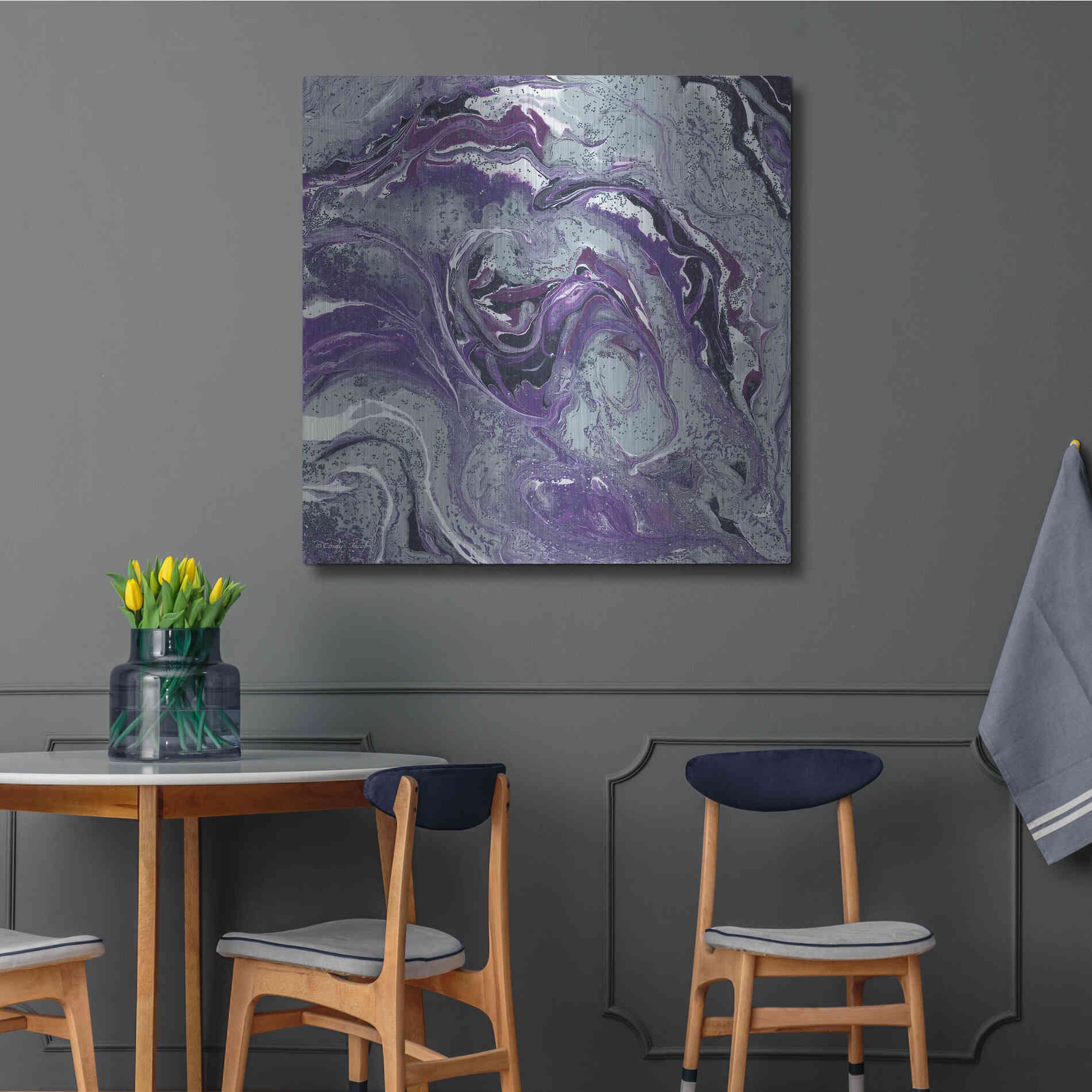 Luxe Metal Art 'Abstract in Purple I' by Cindy Jacobs, Metal Wall Art,36x36