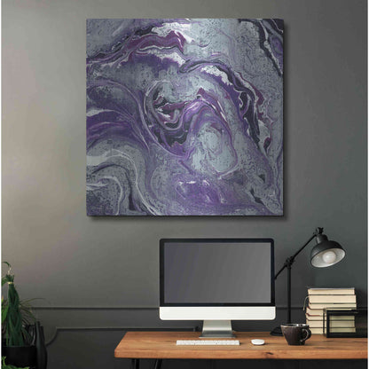 Luxe Metal Art 'Abstract in Purple I' by Cindy Jacobs, Metal Wall Art,36x36