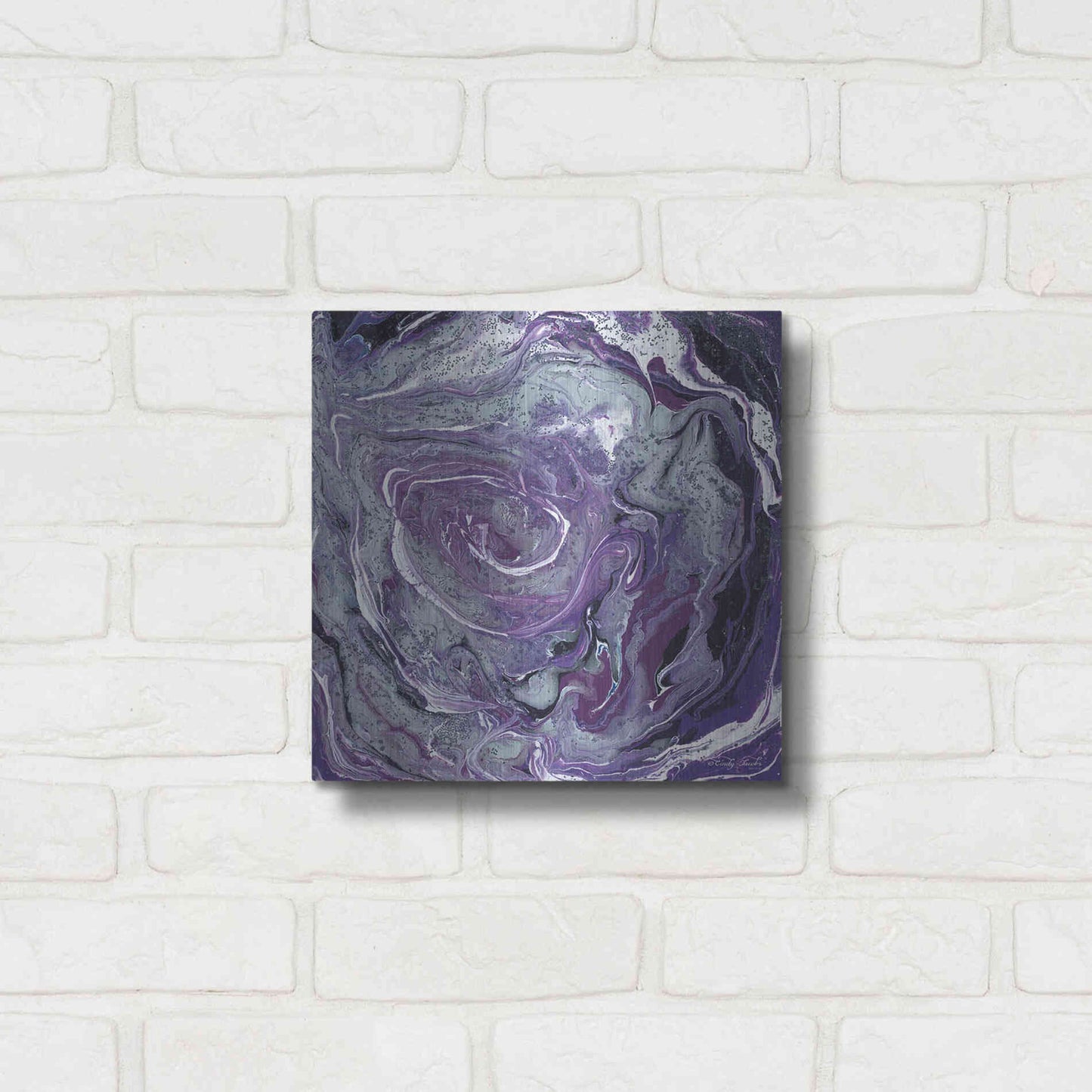 Luxe Metal Art 'Abstract in Purple II' by Cindy Jacobs, Metal Wall Art,12x12