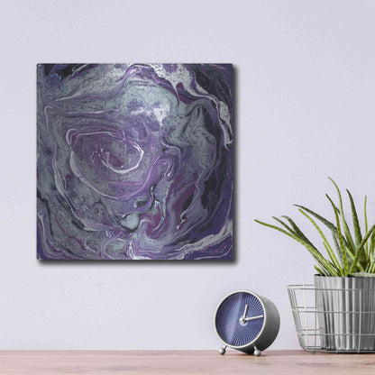 Luxe Metal Art 'Abstract in Purple II' by Cindy Jacobs, Metal Wall Art,12x12