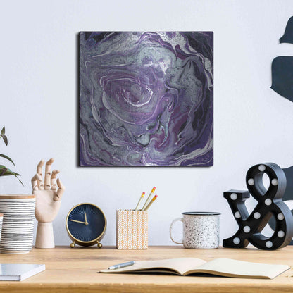 Luxe Metal Art 'Abstract in Purple II' by Cindy Jacobs, Metal Wall Art,12x12