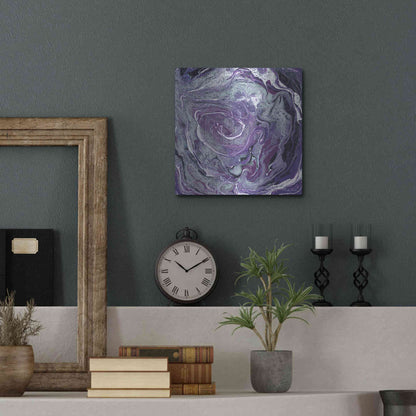 Luxe Metal Art 'Abstract in Purple II' by Cindy Jacobs, Metal Wall Art,12x12