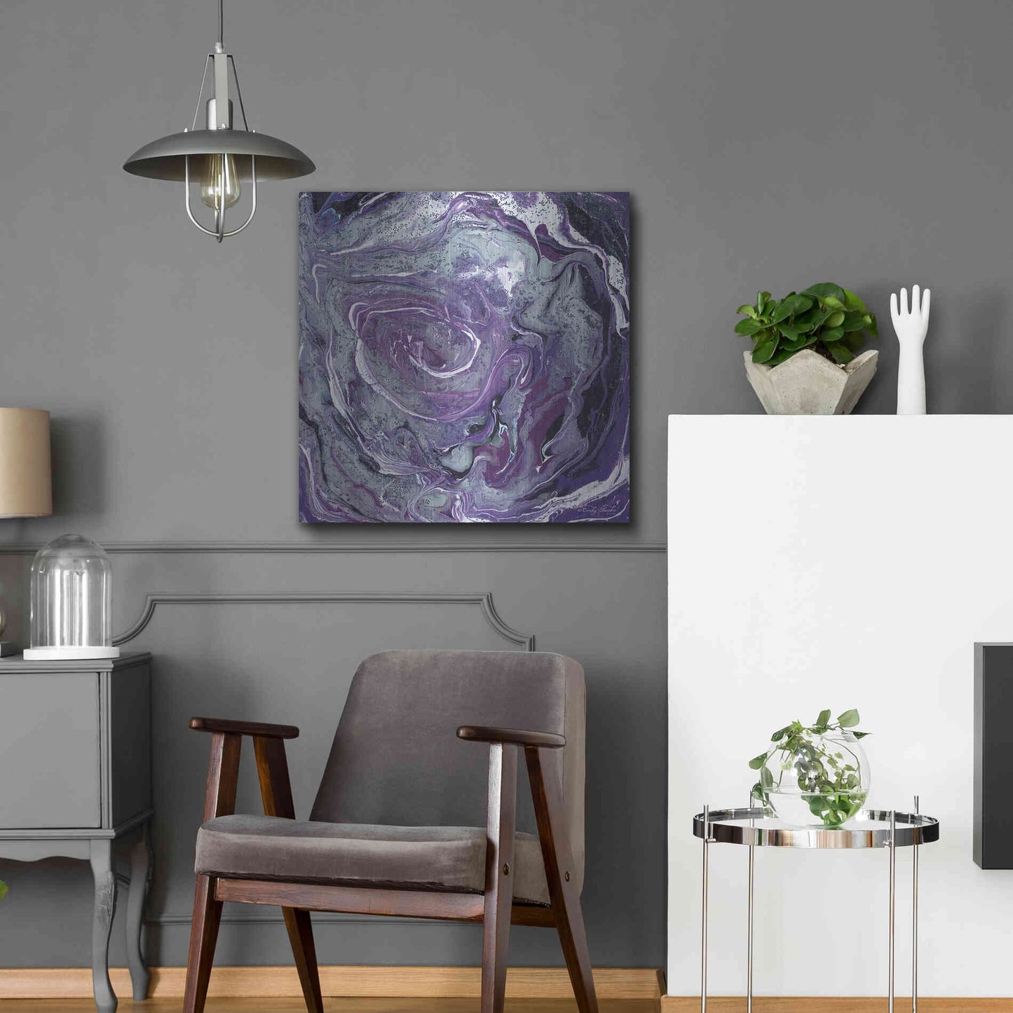 Luxe Metal Art 'Abstract in Purple II' by Cindy Jacobs, Metal Wall Art,24x24