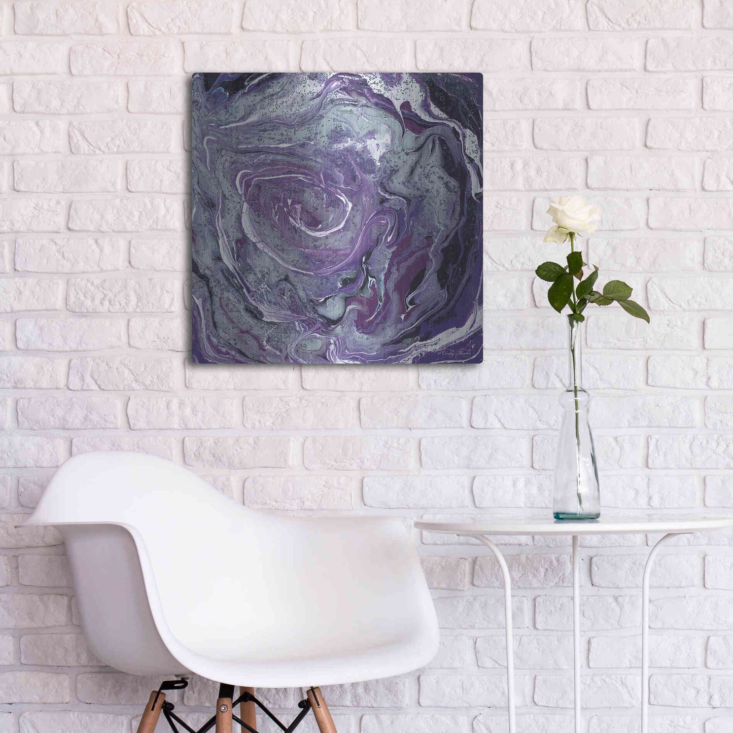 Luxe Metal Art 'Abstract in Purple II' by Cindy Jacobs, Metal Wall Art,24x24