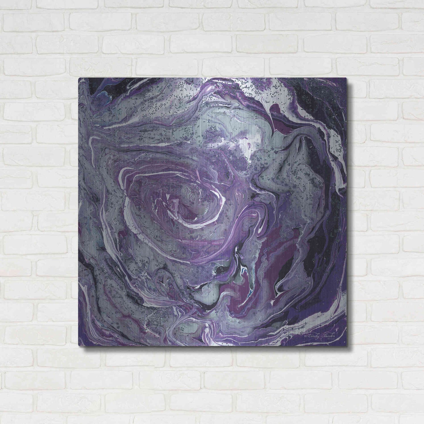 Luxe Metal Art 'Abstract in Purple II' by Cindy Jacobs, Metal Wall Art,36x36