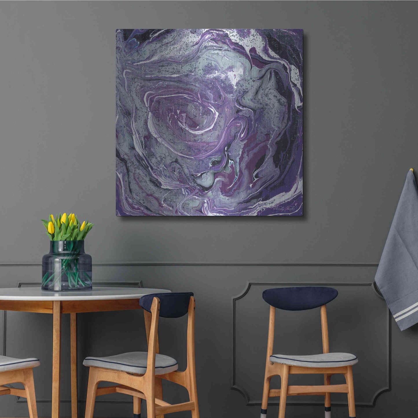 Luxe Metal Art 'Abstract in Purple II' by Cindy Jacobs, Metal Wall Art,36x36