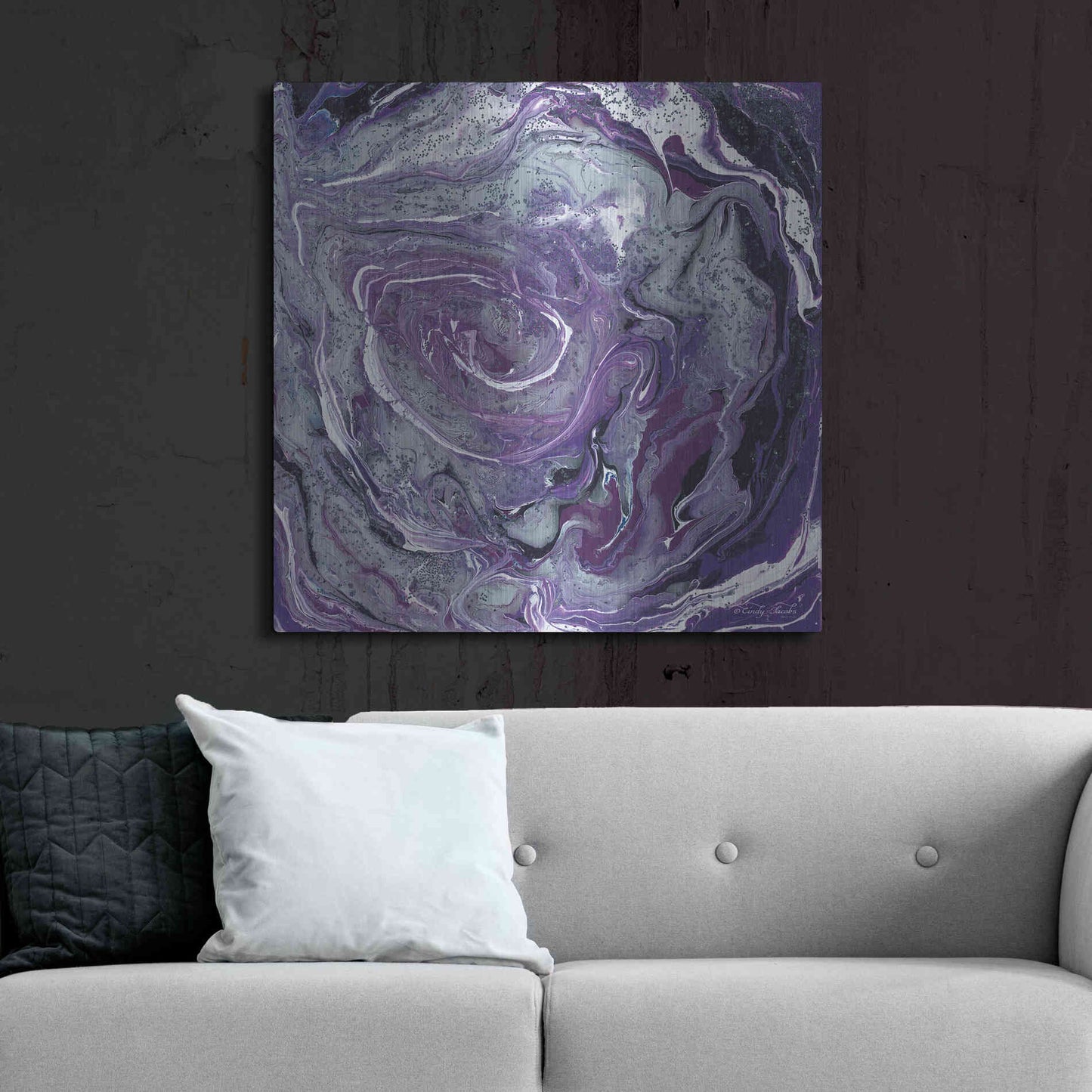 Luxe Metal Art 'Abstract in Purple II' by Cindy Jacobs, Metal Wall Art,36x36