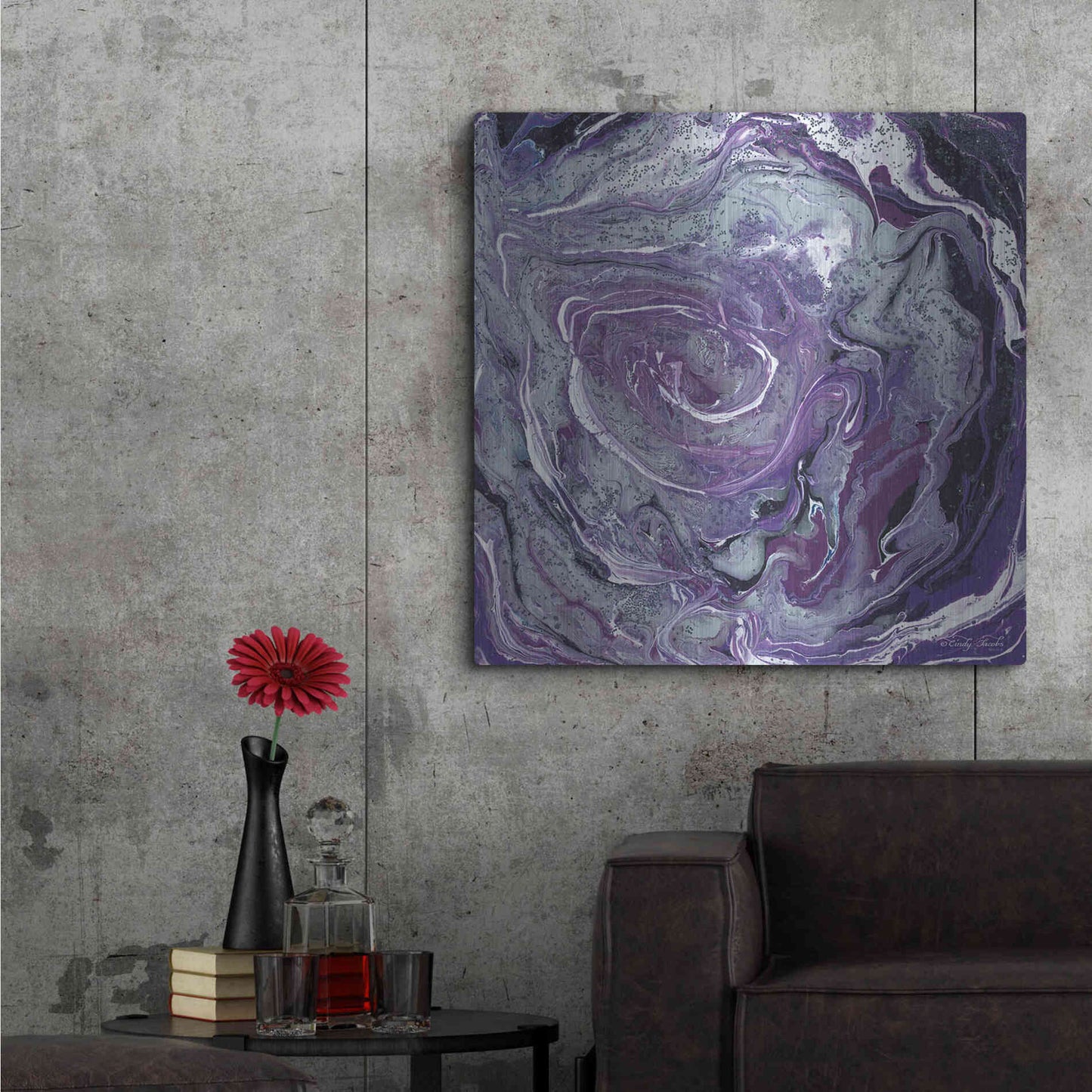 Luxe Metal Art 'Abstract in Purple II' by Cindy Jacobs, Metal Wall Art,36x36