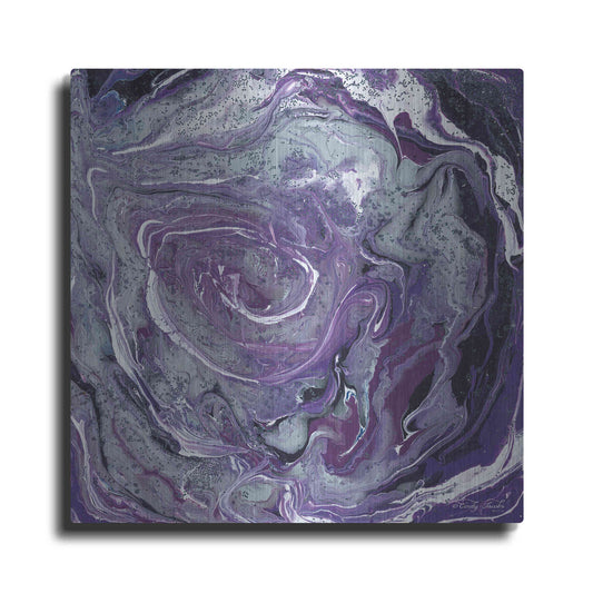 Luxe Metal Art 'Abstract in Purple II' by Cindy Jacobs, Metal Wall Art