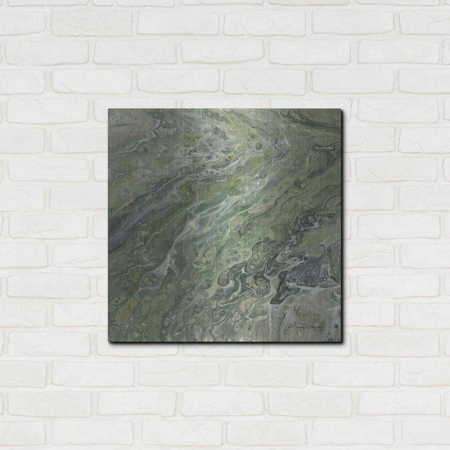 Luxe Metal Art 'Abstract in Seafoam II' by Cindy Jacobs, Metal Wall Art,24x24