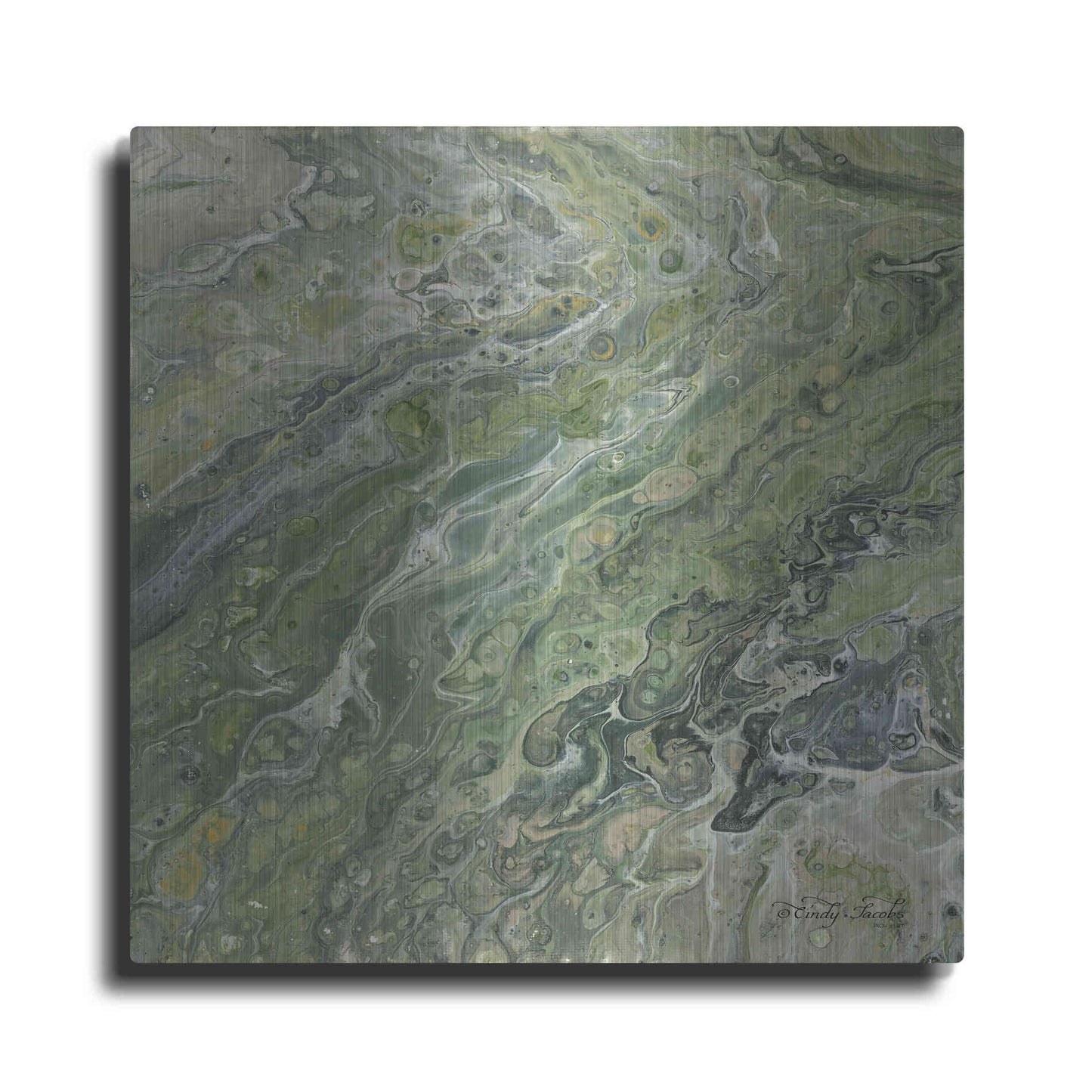 Luxe Metal Art 'Abstract in Seafoam II' by Cindy Jacobs, Metal Wall Art