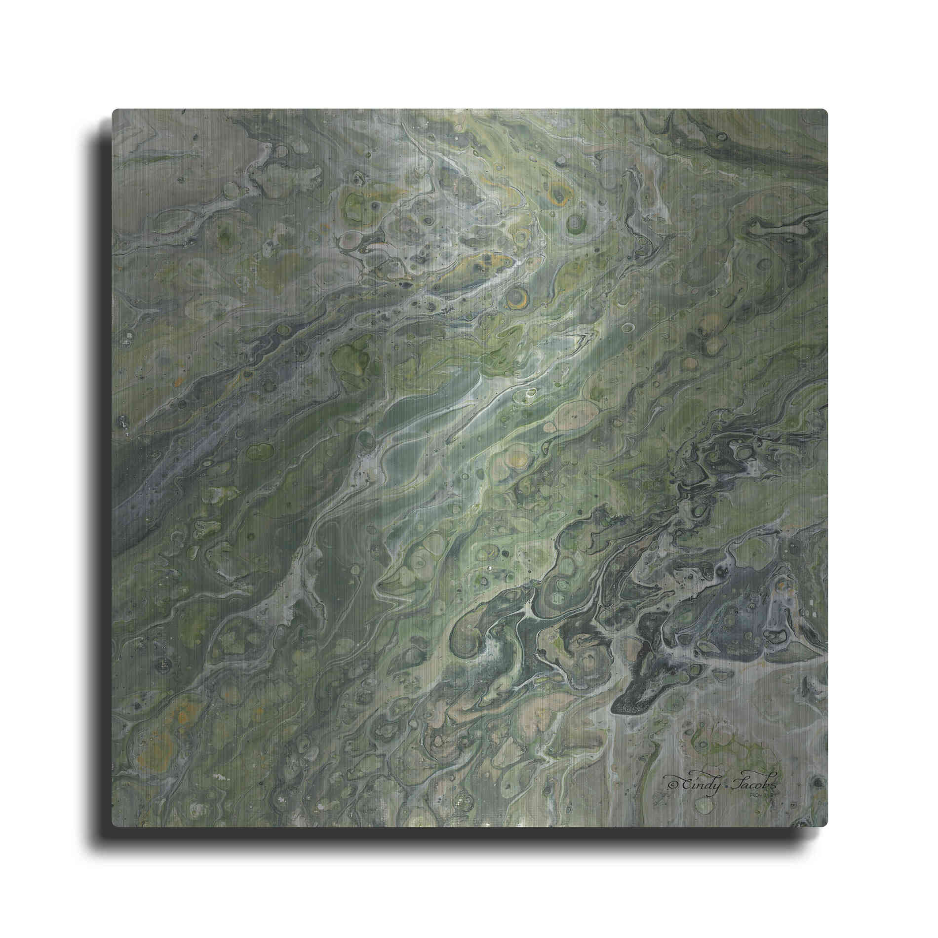 Luxe Metal Art 'Abstract in Seafoam II' by Cindy Jacobs, Metal Wall Art