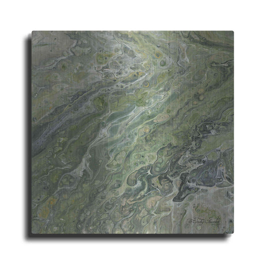 Luxe Metal Art 'Abstract in Seafoam II' by Cindy Jacobs, Metal Wall Art