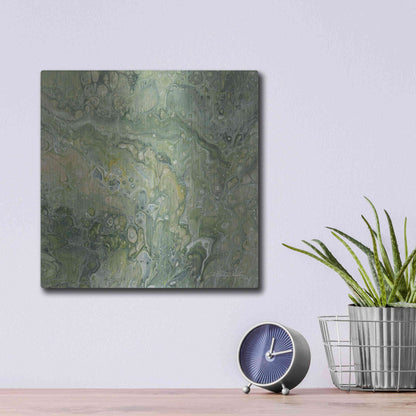 Luxe Metal Art 'Abstract in Seafoam III' by Cindy Jacobs, Metal Wall Art,12x12
