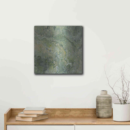 Luxe Metal Art 'Abstract in Seafoam III' by Cindy Jacobs, Metal Wall Art,12x12
