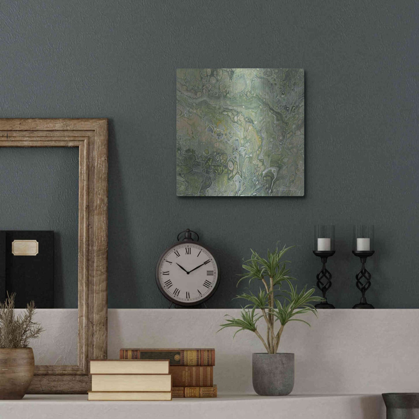 Luxe Metal Art 'Abstract in Seafoam III' by Cindy Jacobs, Metal Wall Art,12x12