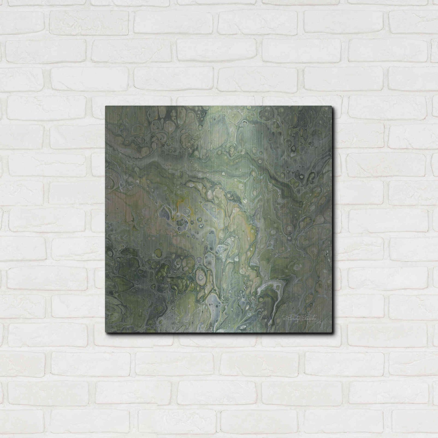 Luxe Metal Art 'Abstract in Seafoam III' by Cindy Jacobs, Metal Wall Art,24x24