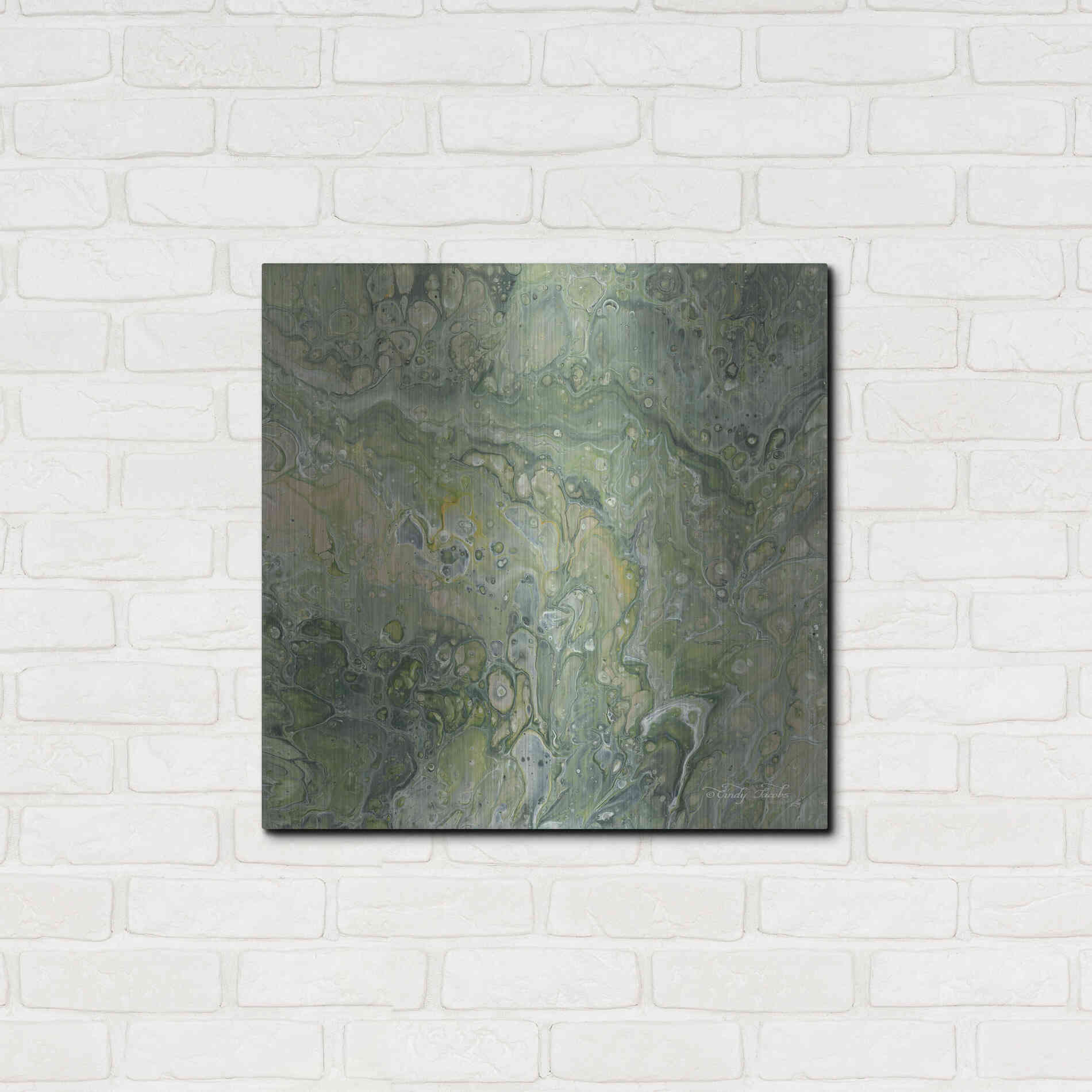 Luxe Metal Art 'Abstract in Seafoam III' by Cindy Jacobs, Metal Wall Art,24x24