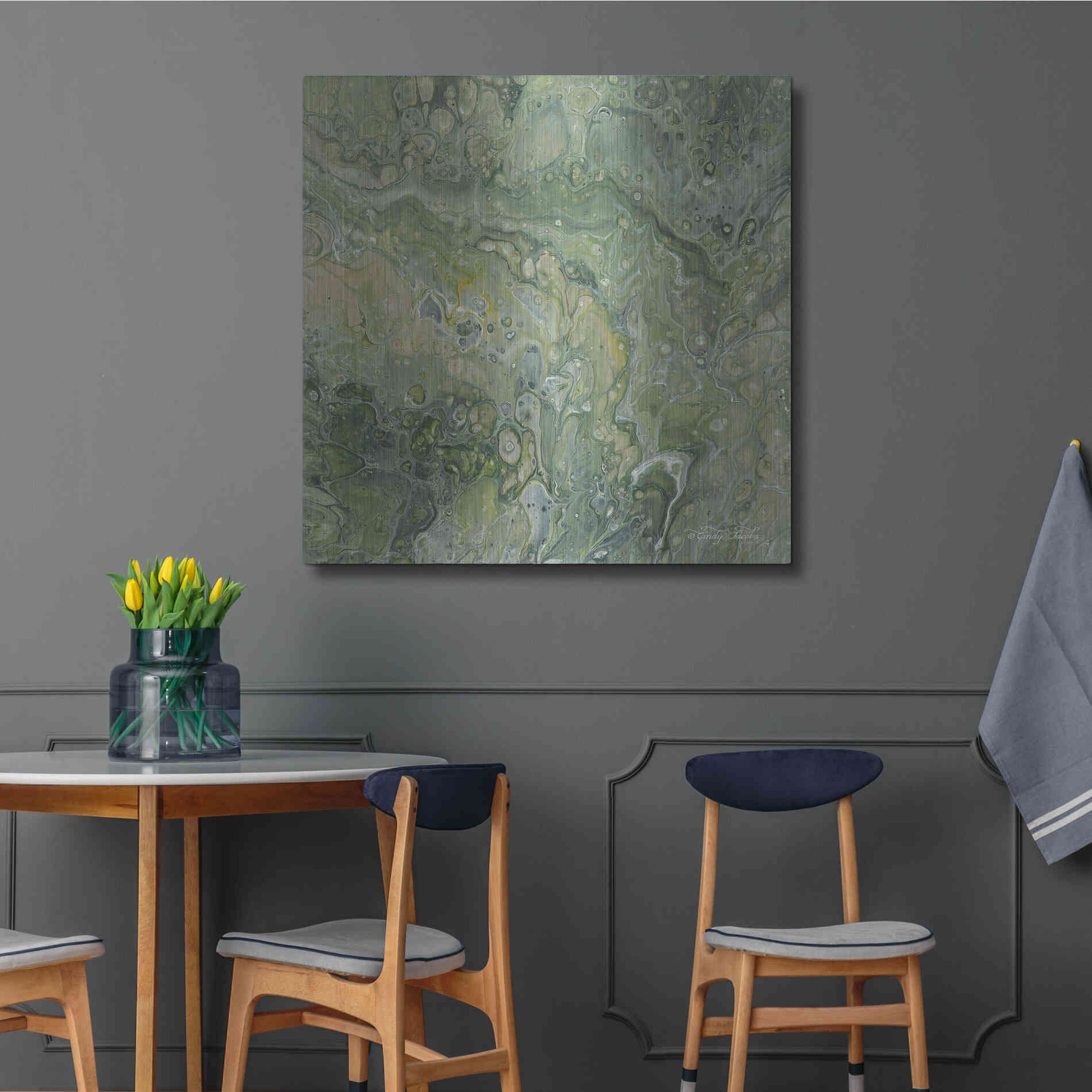 Luxe Metal Art 'Abstract in Seafoam III' by Cindy Jacobs, Metal Wall Art,36x36