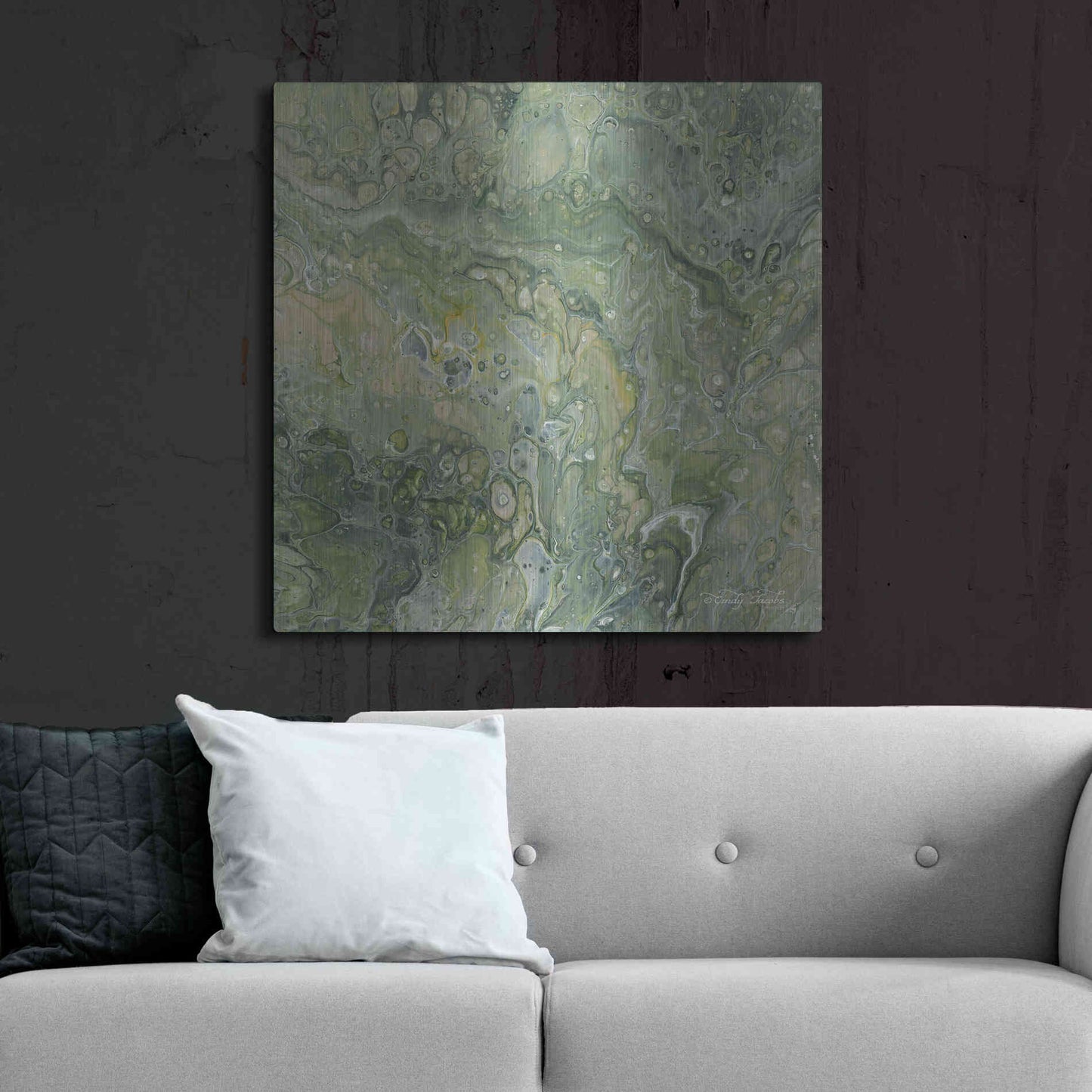 Luxe Metal Art 'Abstract in Seafoam III' by Cindy Jacobs, Metal Wall Art,36x36