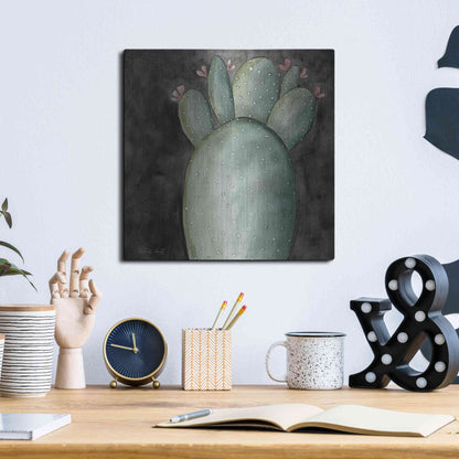 Luxe Metal Art 'Big Blooming Cactus I' by Cindy Jacobs, Metal Wall Art,12x12
