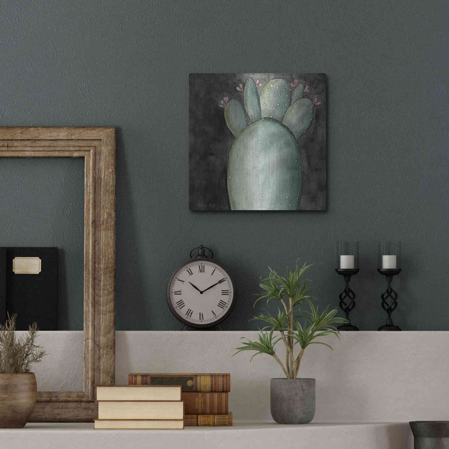 Luxe Metal Art 'Big Blooming Cactus I' by Cindy Jacobs, Metal Wall Art,12x12