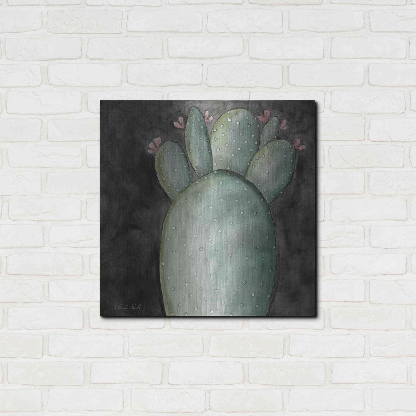 Luxe Metal Art 'Big Blooming Cactus I' by Cindy Jacobs, Metal Wall Art,24x24