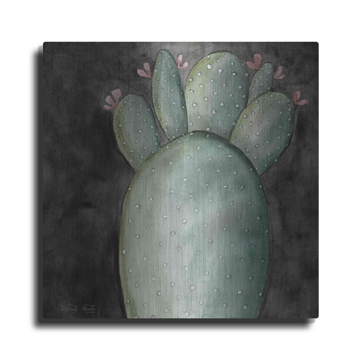 Luxe Metal Art 'Big Blooming Cactus I' by Cindy Jacobs, Metal Wall Art
