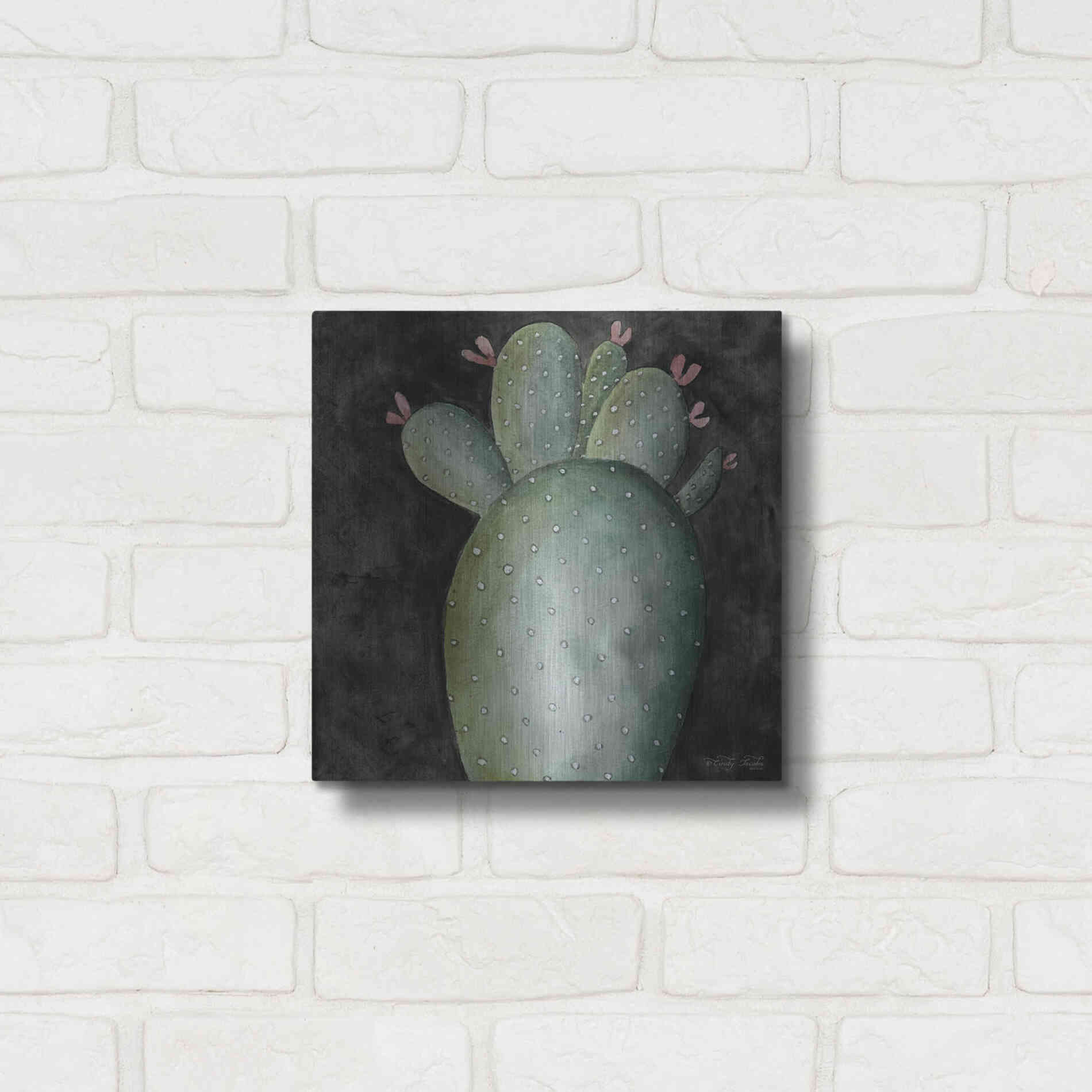 Luxe Metal Art 'Big Blooming Cactus II' by Cindy Jacobs, Metal Wall Art,12x12