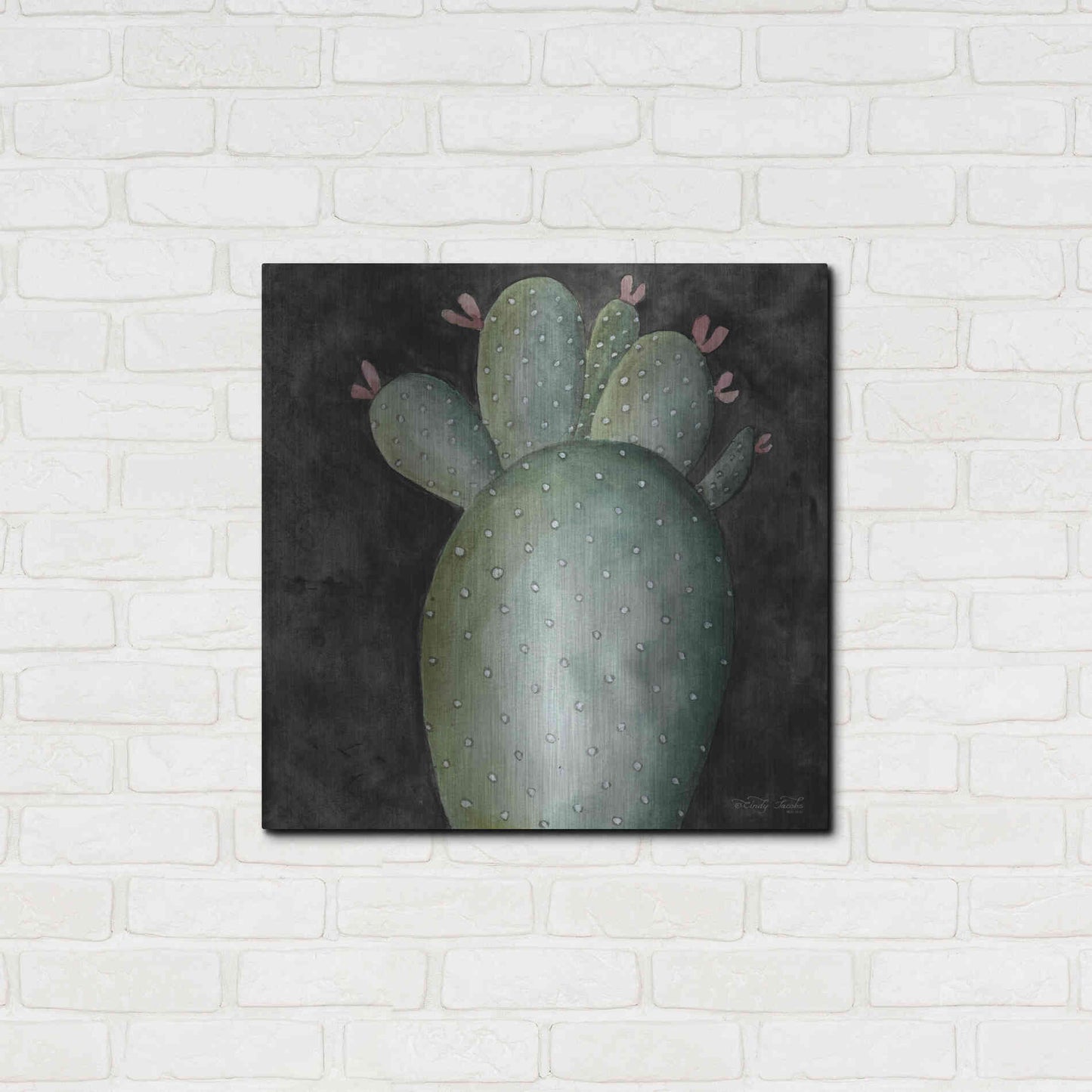 Luxe Metal Art 'Big Blooming Cactus II' by Cindy Jacobs, Metal Wall Art,24x24
