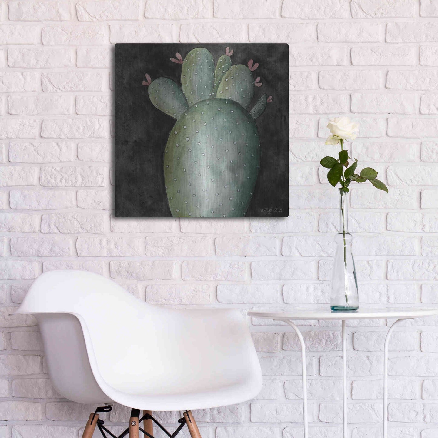 Luxe Metal Art 'Big Blooming Cactus II' by Cindy Jacobs, Metal Wall Art,24x24