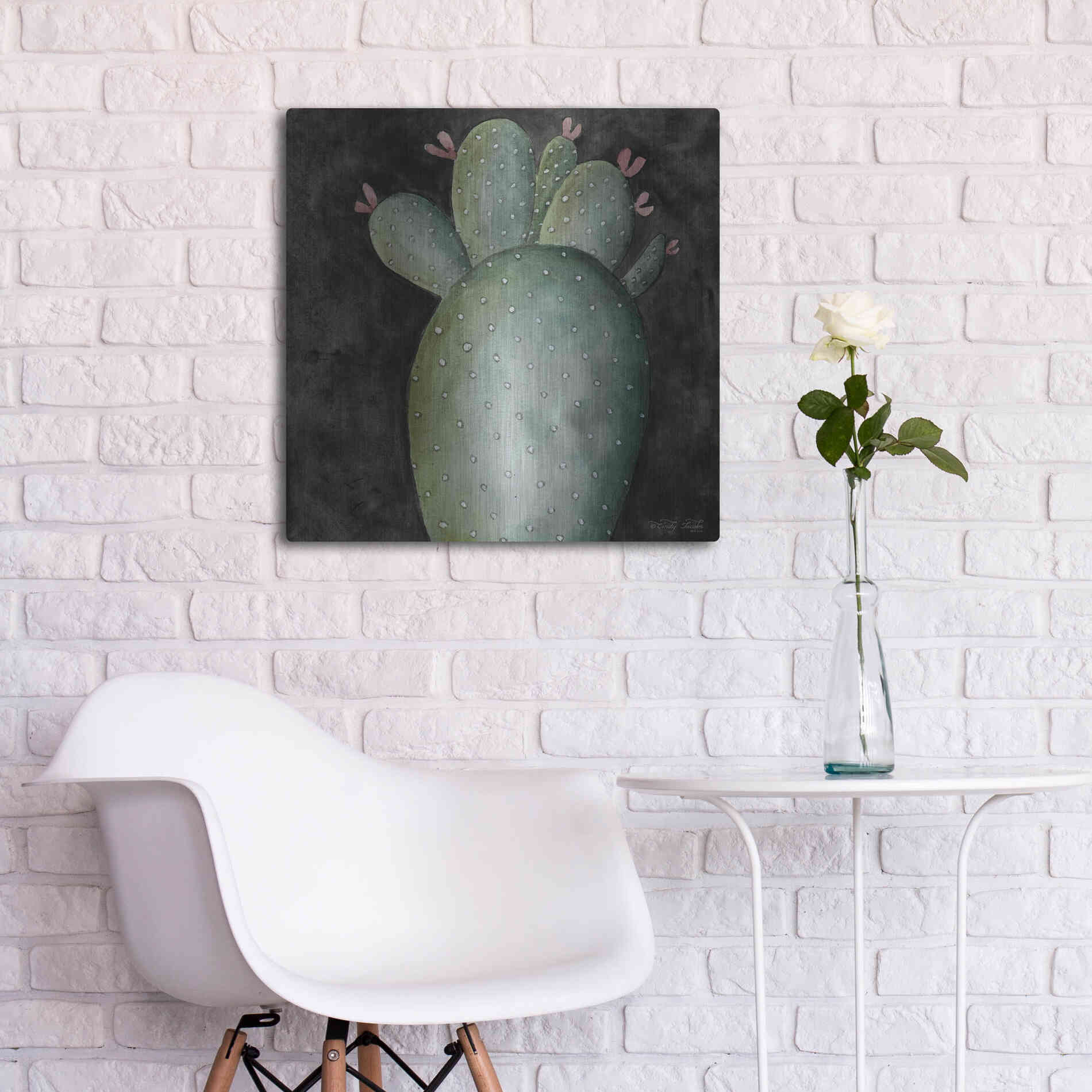 Luxe Metal Art 'Big Blooming Cactus II' by Cindy Jacobs, Metal Wall Art,24x24