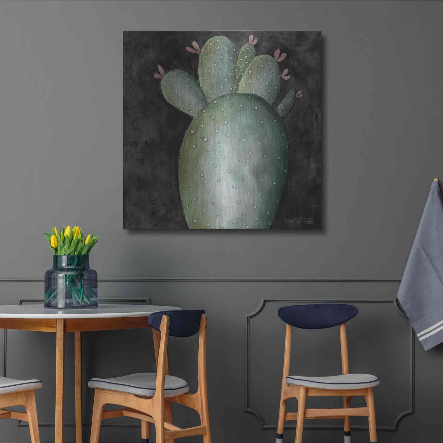 Luxe Metal Art 'Big Blooming Cactus II' by Cindy Jacobs, Metal Wall Art,36x36