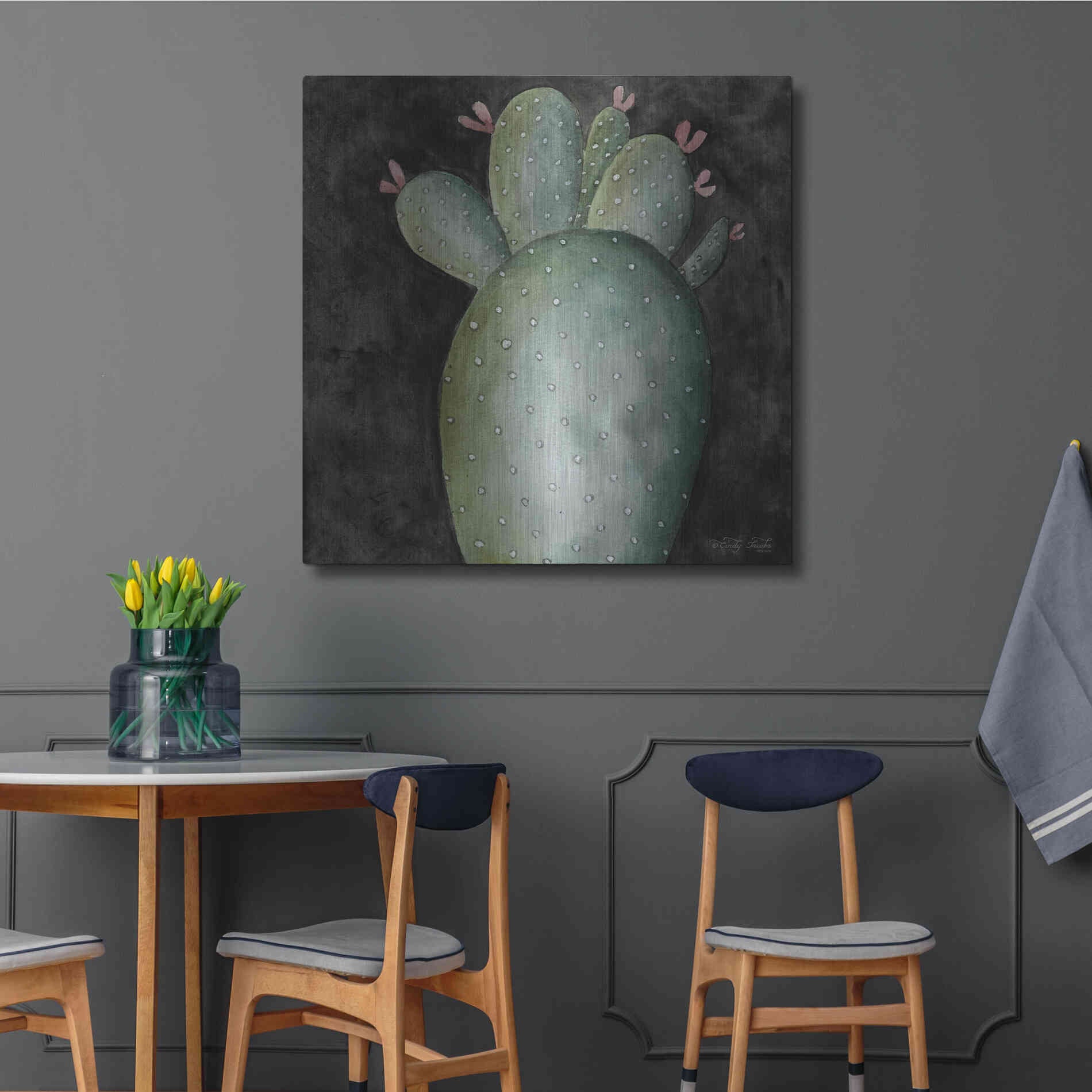 Luxe Metal Art 'Big Blooming Cactus II' by Cindy Jacobs, Metal Wall Art,36x36