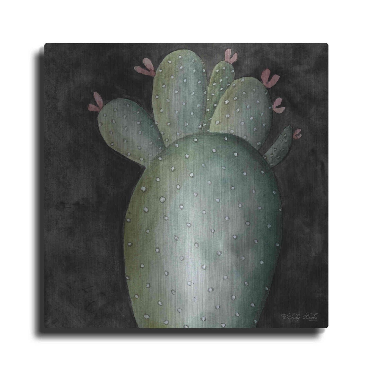Luxe Metal Art 'Big Blooming Cactus II' by Cindy Jacobs, Metal Wall Art