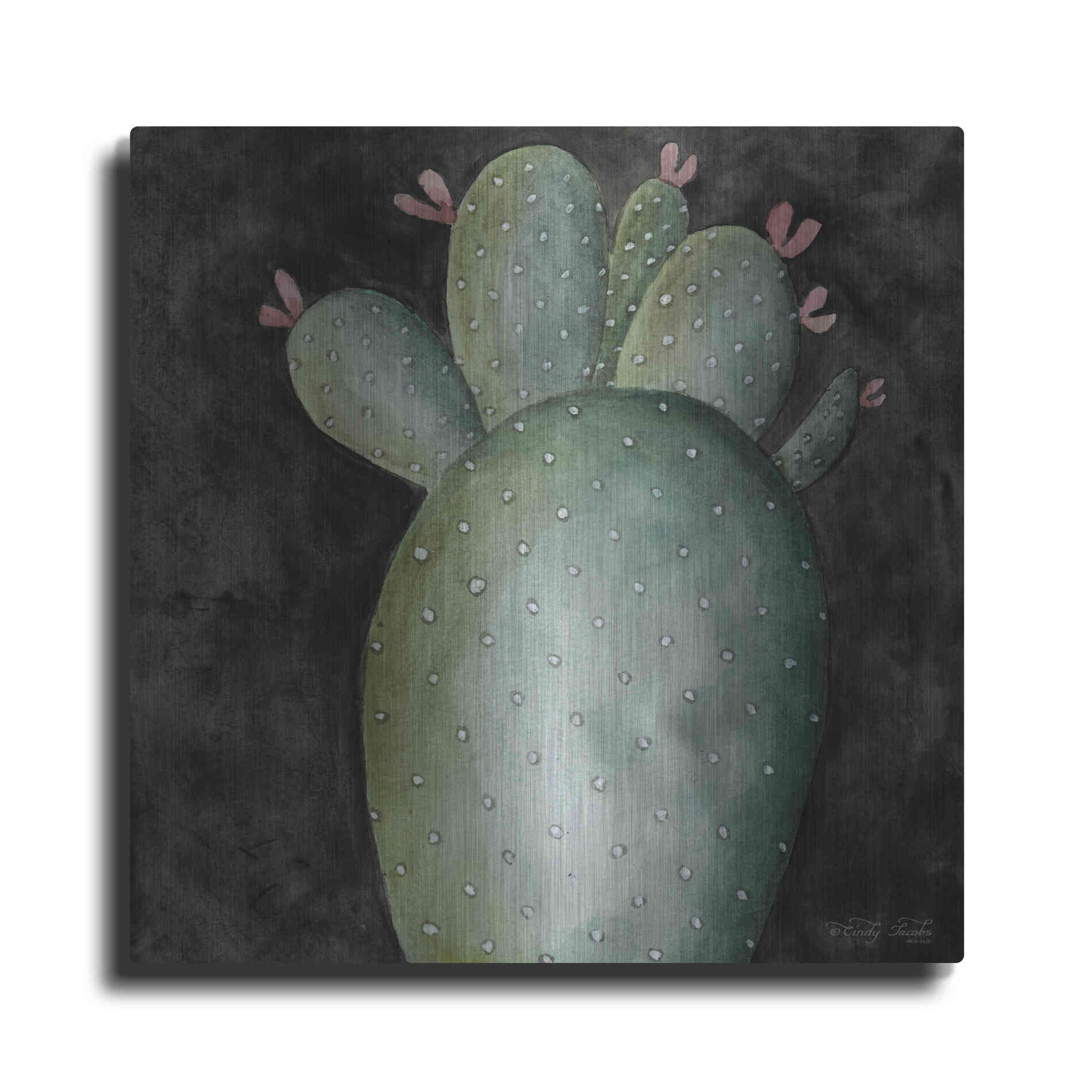 Luxe Metal Art 'Big Blooming Cactus II' by Cindy Jacobs, Metal Wall Art