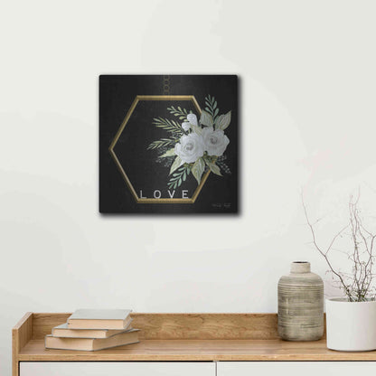 Luxe Metal Art 'Geometric Hexagon Muted Floral' by Cindy Jacobs, Metal Wall Art,12x12